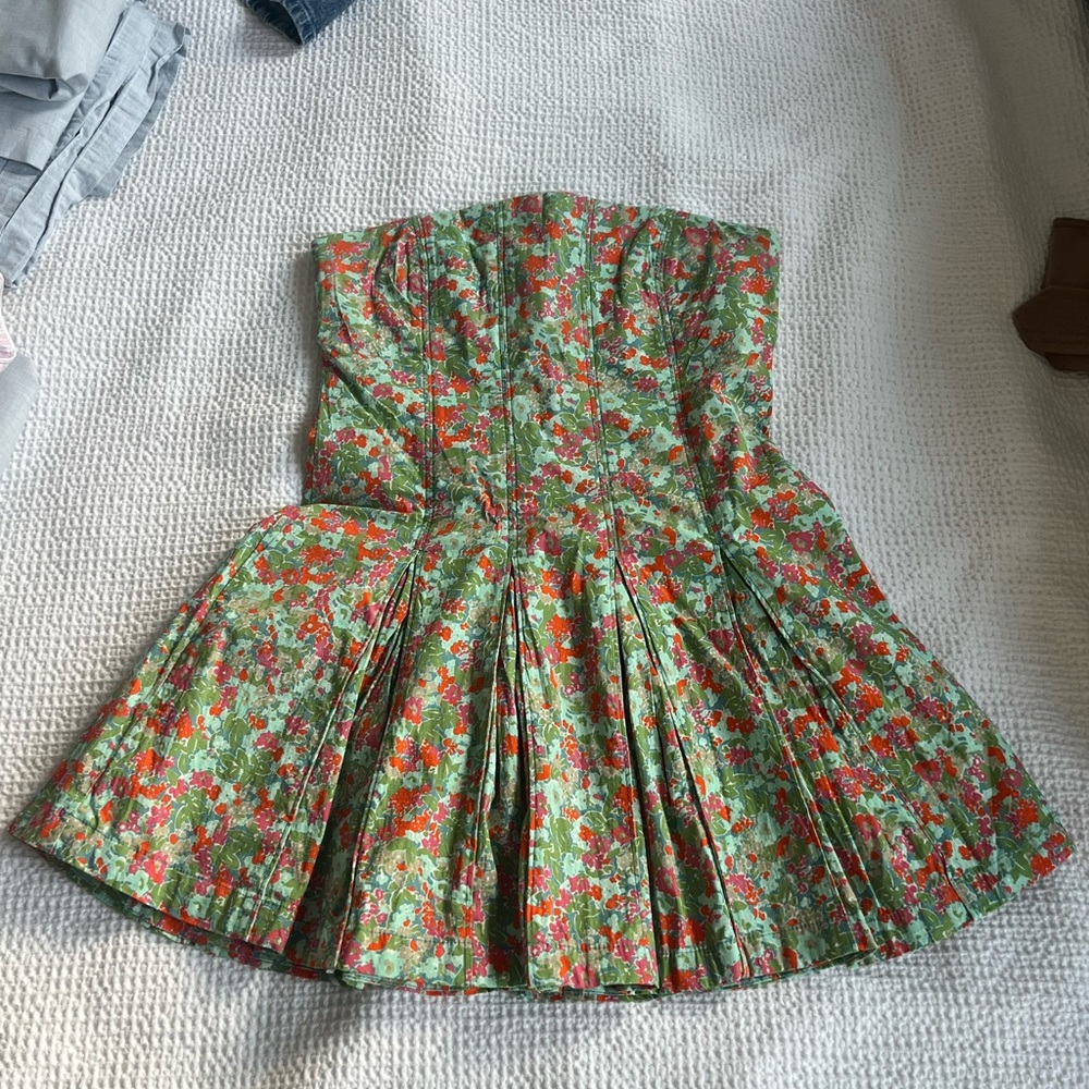 Free People Floral pleated mini dress